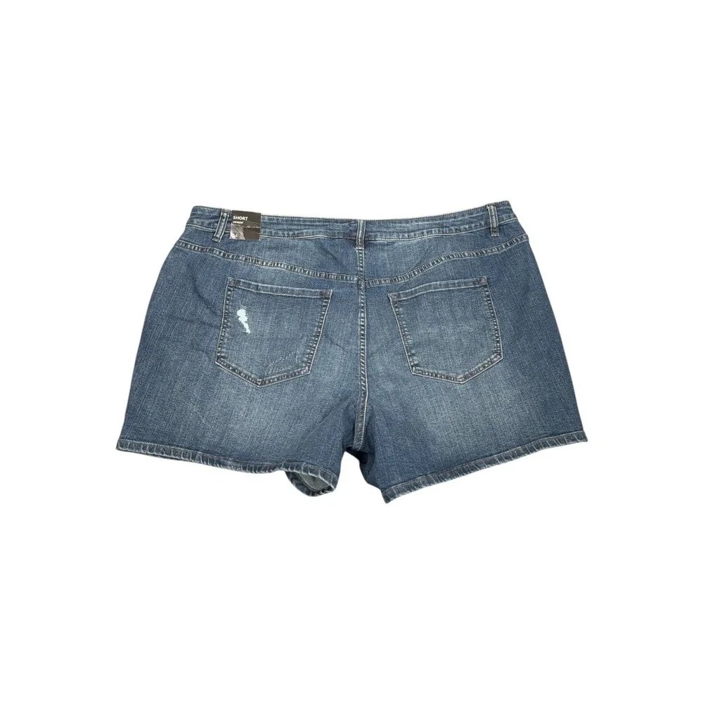 Venezia Lane Bryant Womens Plus Size 24 Distressed Denim Jean Shorts Medium Wash